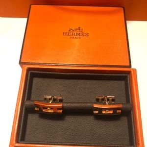 Hermes Yellow Gold Cufflinks. Brand New